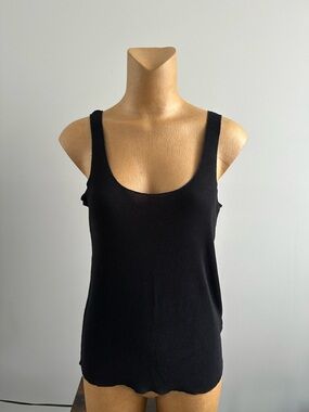 Zara black ribbed scoop neck tank top